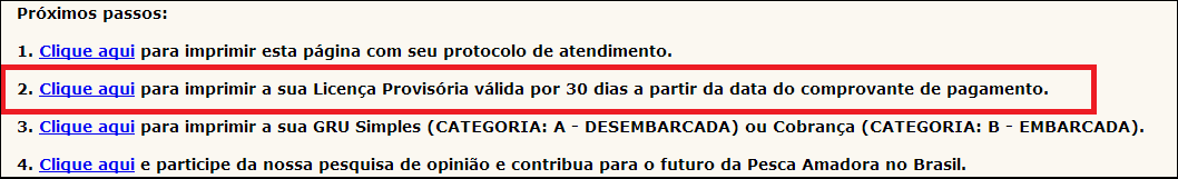 como tirar licença de pesca passo 7 no pescanorio.com.br