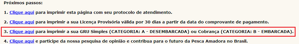 como tirar licença de pesca passo 8 no pescanorio.com.br